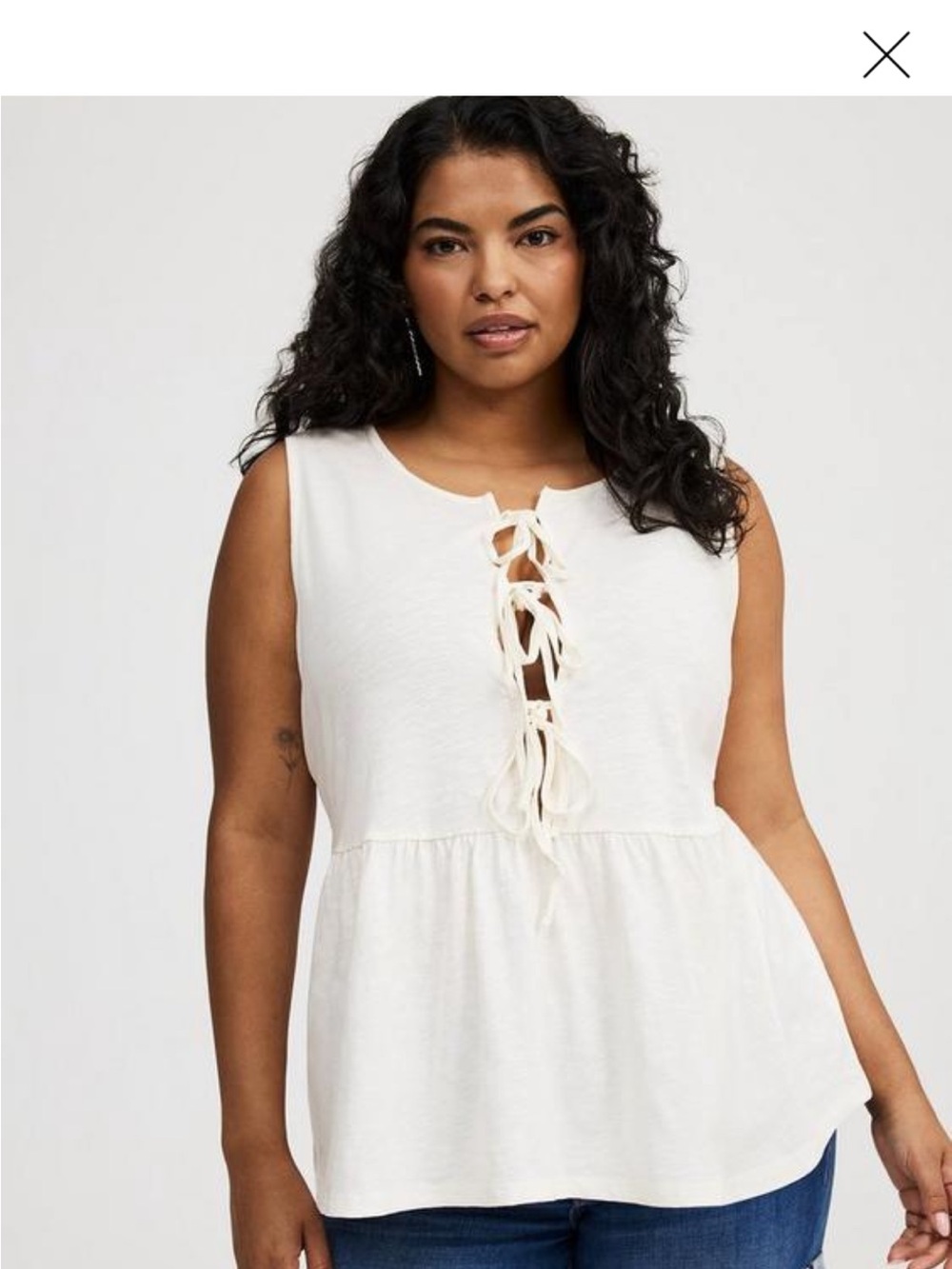 torrid White Lace-Up Peplum Tank